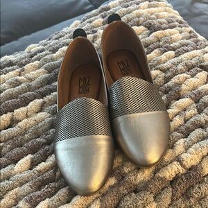 Miz Mooz Silver Flats with Textured Design